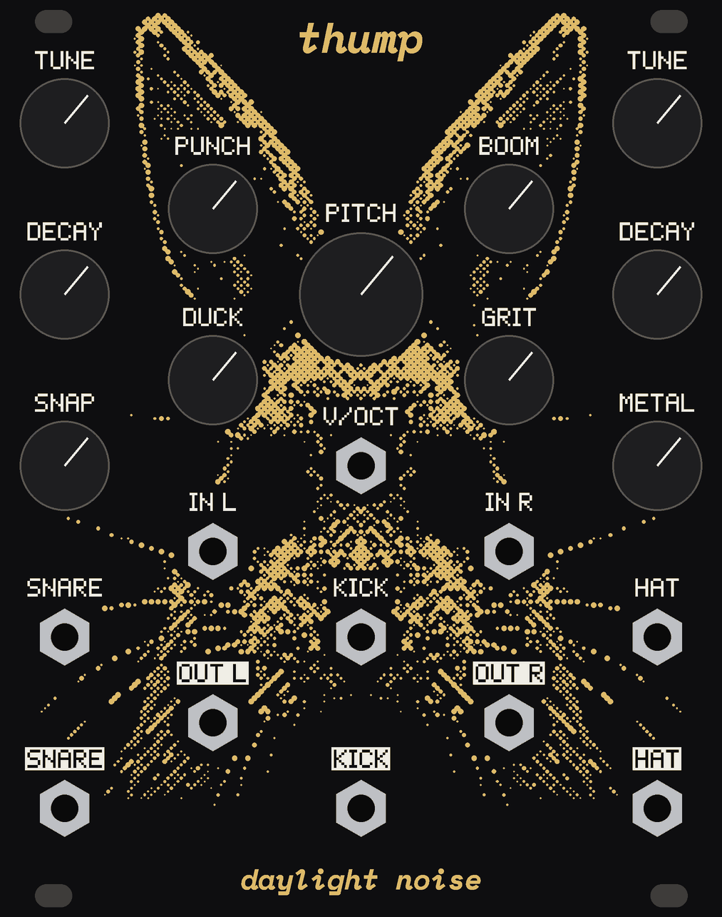 The THUMP panel with its knobs on.
