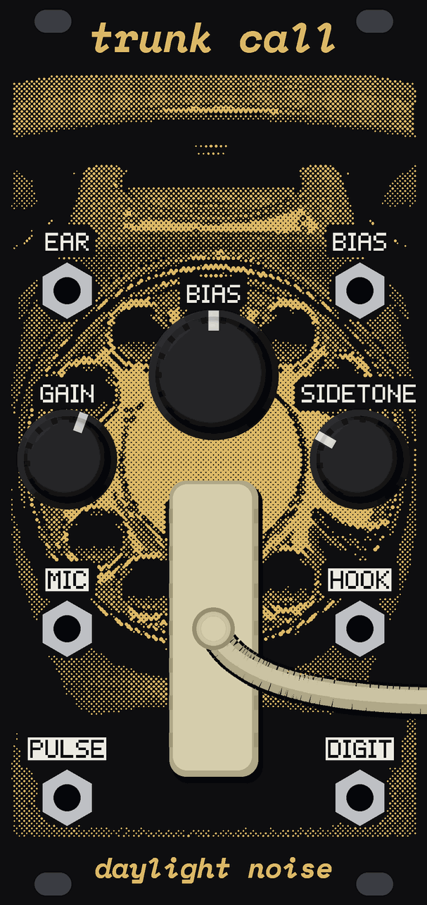 The TRUNK CALL panel with the phone's plug in its socket and its knobs on.